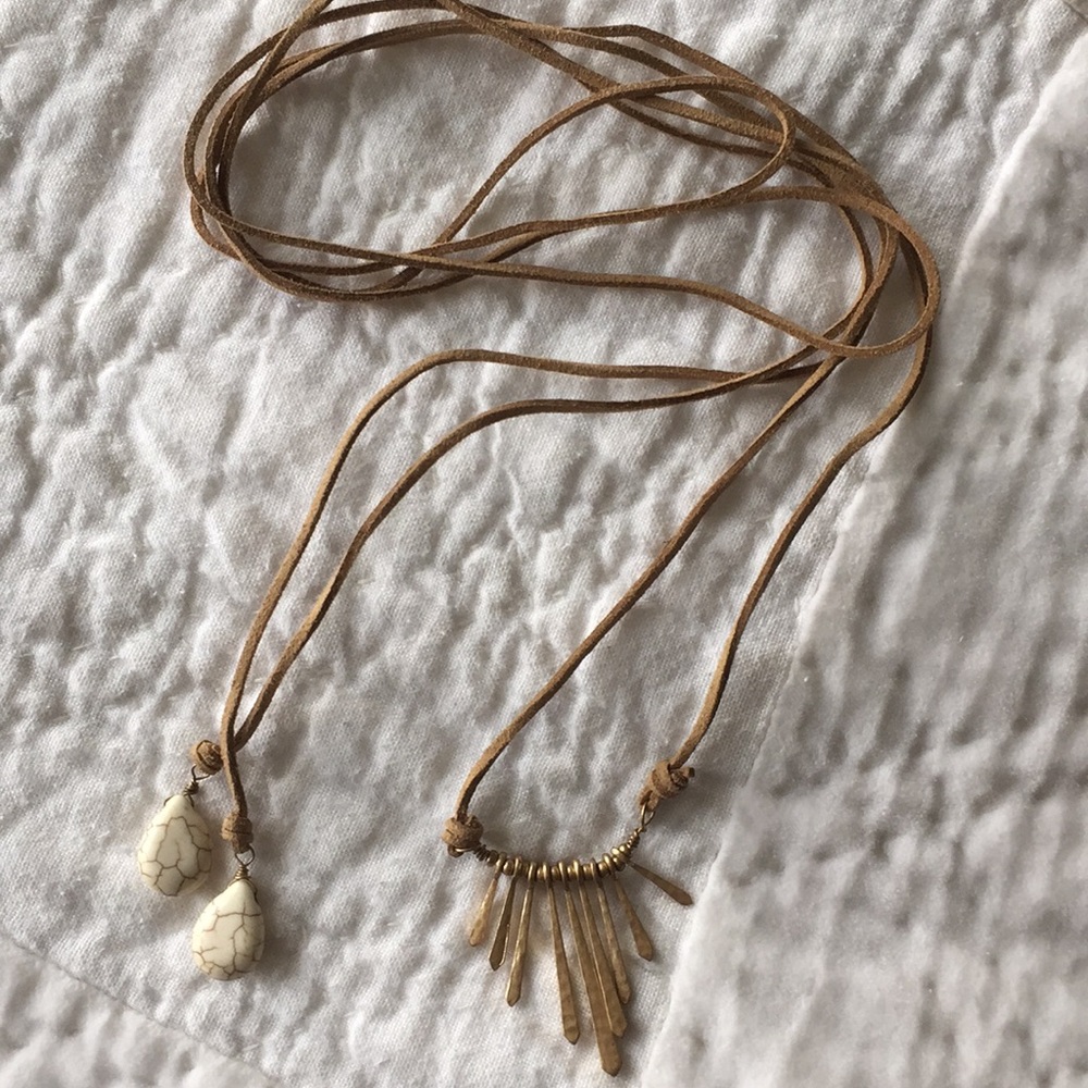 Leather choker or long stone necklace